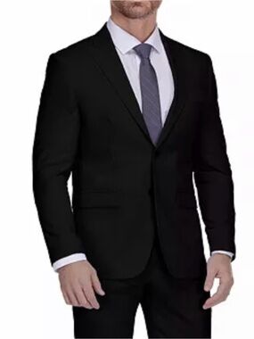 Gino Vitale Mens Suit Jacket Black Business Skinny Fit 34R